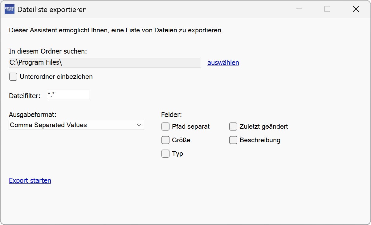 Dateiliste exportieren Dateiliste exportieren