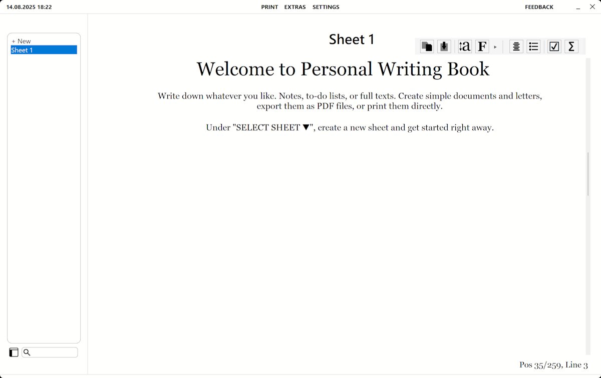 Personal Writing Book