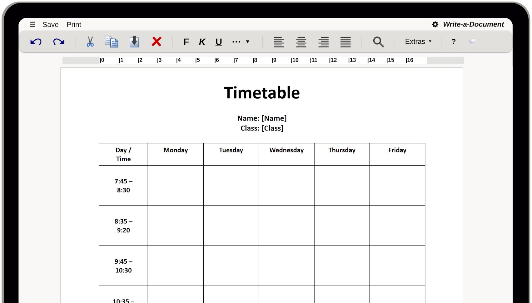 Create Timetable