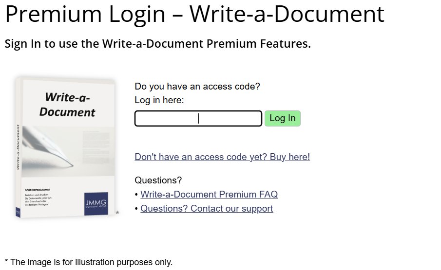 The login screen